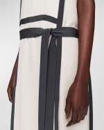 Image 5 of 5: Joseph Muguet Contrast-Trim Silk Crepe Midi Dress