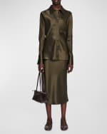 Image 2 of 5: Joseph Brunel Button-Down Silk Satin Blouse