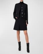 Image 4 of 5: Akris Pleated Wool Doubleface A-Line Skirt