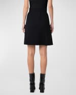 Image 3 of 5: Akris Pleated Wool Doubleface A-Line Skirt