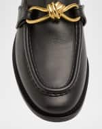 Image 4 of 6: Bottega Veneta Men's Astaire Metallic Knot Napa Loafers