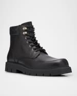 Image 5 of 6: Bottega Veneta Men's Haddock Leather Lace-Up Ankle Boots