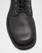 Image 4 of 6: Bottega Veneta Men's Haddock Leather Lace-Up Ankle Boots
