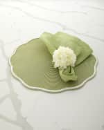 Image 4 of 4: Deborah Rhodes Piped Round Scallop Placemats, Set of 4