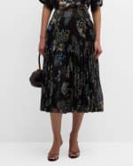 Image 2 of 6: Jason Wu Collection Forest Floral Pleated Chiffon Skirt