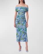 Image 2 of 4: Carolina Herrera Ruched Off-The-Shoulder Midi Dress