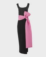 Image 1 of 5: Carolina Herrera Sleeveless Bow-Sash Slit-Hem Midi Dress