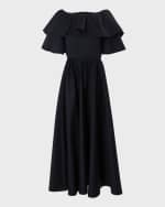 Image 1 of 4: Carolina Herrera Tiered Ruffle Short-Sleeve Midi Dress