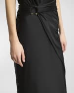 Image 5 of 5: Rabanne Asymmetric Short-Sleeve Midi Wrap Dress