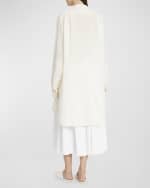 Image 3 of 6: THE ROW Eden Band-Collar Silk Tunic Shirt