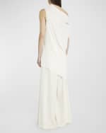 Image 4 of 6: THE ROW Aria Draped One-Shoulder Asymmetric Silk Tunic Top