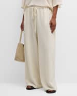 Image 3 of 6: THE ROW Geordie Cashmere Towelling Wide-Leg Pull-On Pants