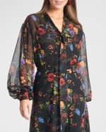 Image 1 of 4: Sachin & Babi Nora Balloon-Sleeve Floral-Print Chiffon Top