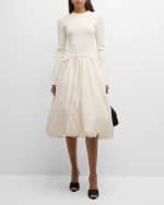 Image 2 of 6: SIMKHAI Kenlie Mixed Media Bubble Midi Dress