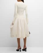 Image 3 of 6: SIMKHAI Kenlie Mixed Media Bubble Midi Dress