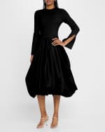 Image 2 of 6: SIMKHAI Kenlie Mixed Media Bubble Midi Dress