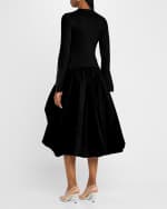 Image 5 of 6: SIMKHAI Kenlie Mixed Media Bubble Midi Dress