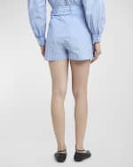 Image 4 of 6: Plan C High-Rise Striped Cargo Shorts