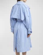 Image 4 of 6: Plan C Striped Belted Long Trench Coat