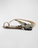 Image 3 of 6: Khaite Marion Python-Embossed Slide Sandals