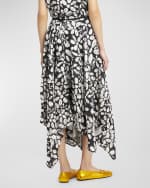 Image 4 of 6: Marni Flower-Print Handkerchief Midi Skirt