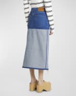 Image 4 of 6: Marni Distressed Slit-Hem Midi Denim Skirt