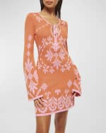 Image 3 of 3: MISA Los Angeles Sahar Flared-Sleeve Floral Keyhole Mini Dress