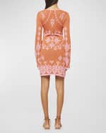 Image 2 of 3: MISA Los Angeles Sahar Flared-Sleeve Floral Keyhole Mini Dress