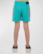 Image 2 of 2: Amiri Kid's Logo-Print Bones Sweat Shorts, Size 4-12