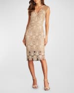 Image 1 of 3: Tadashi Shoji Sequined Lace Knee-Length Dress