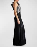 Image 4 of 5: Tadashi Shoji One-Shoulder Metallic Jersey Gown