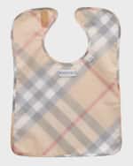 Image 2 of 3: Burberry Kid's Wes Check-Print Bib