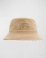 Image 1 of 5: Burberry Kid's Check-Lined Reversible Bucket Hat, Size S-M