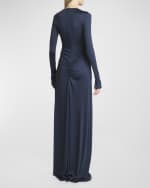 Image 4 of 6: Victoria Beckham Ruched Detail Long-Sleeve Gown