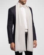 Image 2 of 4: Ian Saude Men's Merino Wool Geometric Jacquard Scarf