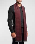 Image 4 of 4: Ian Saude Men's Wool-Cashmere Geometric Jacquard Scarf