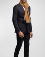 Image 2 of 4: Ian Saude Men's Wool-Cashmere Geometric Jacquard Scarf