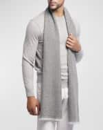 Image 1 of 4: Ian Saude Men's Cashmere Fishbone Jacquard Scarf
