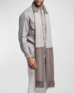 Image 3 of 3: Ian Saude Men's Cashmere Two-Tone Scarf