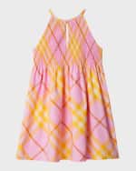 Image 2 of 2: Burberry Girl's Elsie Check-Print Halter Dress, Size 6M-2