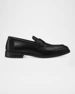 Image 1 of 2: Stuart Weitzman Men's Club Brushed Leather Slip-On Loafers