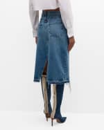 Image 4 of 6: FRAME Deconstructed Frayed Denim Skirt