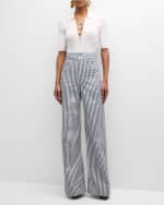 Image 5 of 6: FRAME Lace-Up Short-Sleeve Polo Sweater