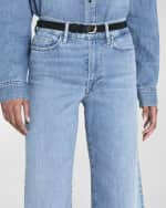 Image 4 of 5: FRAME Le Slim Palazzo Raw Fray Jeans