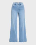 Image 1 of 5: FRAME Le Slim Palazzo Raw Fray Jeans