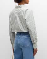 Image 5 of 6: FRAME Oversized Stripe Pocket Shirt