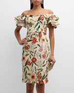 Image 5 of 6: Rickie Freeman for Teri Jon Floral-Print Off-Shoulder Stretch Cotton Dress