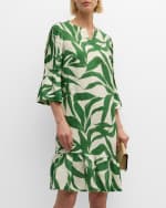 Image 5 of 6: Rickie Freeman for Teri Jon Leaf-Print Ruffle Linen Dress