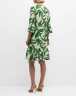 Image 3 of 6: Rickie Freeman for Teri Jon Leaf-Print Ruffle Linen Dress