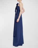 Image 3 of 3: Badgley Mischka Collection Strapless Draped Bow-Front Gown